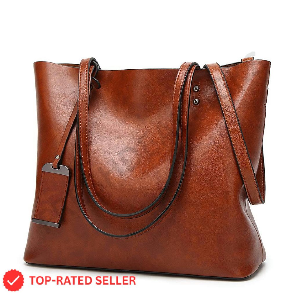 Elegant Leather Satchel Tote Shoulder Bag Modern Chic Work Travel Purse